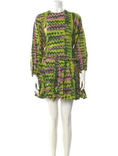 Pre-owned Rhode Printed Mini Dress In Green
