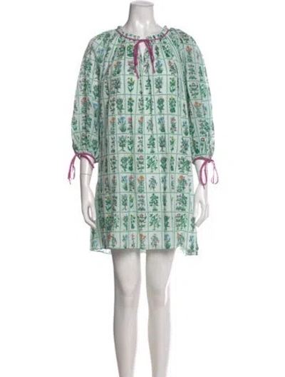 Pre-owned Rhode Printed Mini Dress In Green