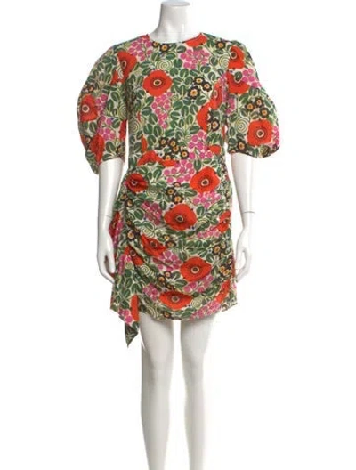 Pre-owned Rhode Printed Mini Dress In Green