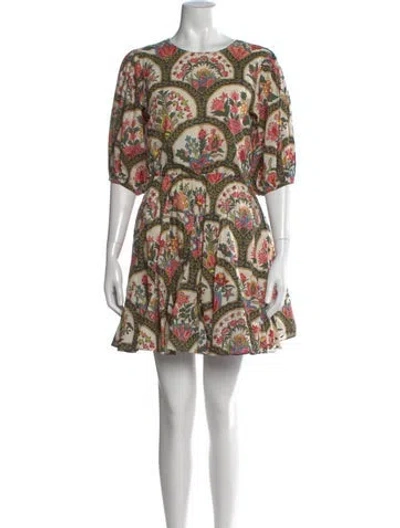 Pre-owned Rhode Printed Mini Dress In Green