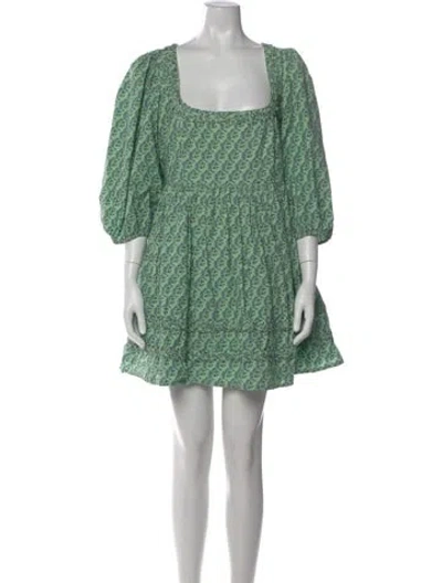 Pre-owned Rhode Printed Mini Dress In Green