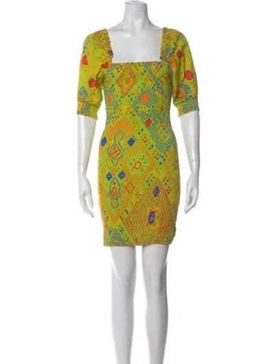 Pre-owned Rhode Printed Mini Dress In Green