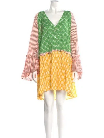 Pre-owned Rhode Printed Mini Dress In Green
