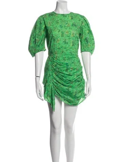 Pre-owned Rhode Printed Mini Dress In Green
