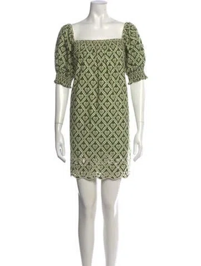 Pre-owned Rhode Printed Mini Dress In Green