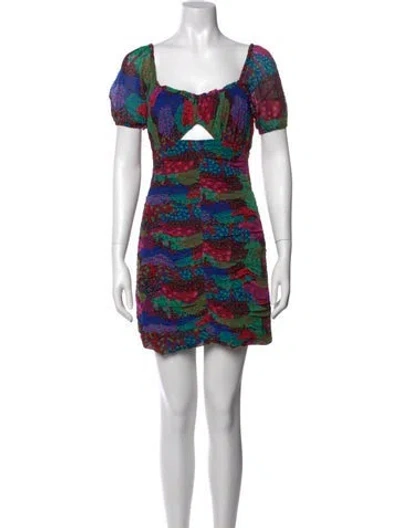 Pre-owned Rhode Printed Mini Dress In Green