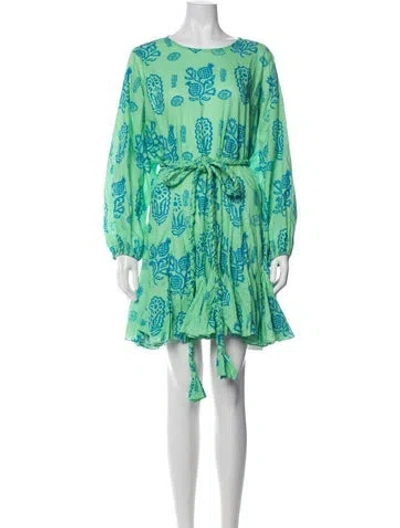 Pre-owned Rhode Printed Mini Dress In Green
