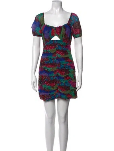 Pre-owned Rhode Printed Mini Dress In Green