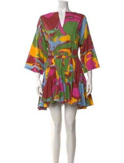 Pre-owned Rhode Printed Mini Dress In Green