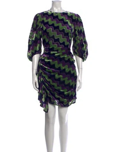 Pre-owned Rhode Printed Mini Dress In Green