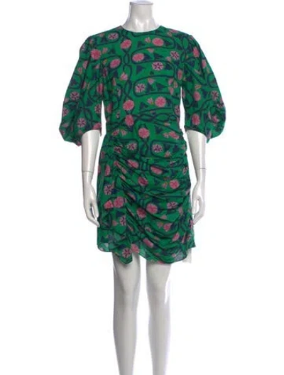 Pre-owned Rhode Printed Mini Dress In Green