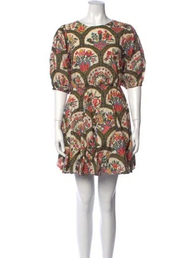 Pre-owned Rhode Printed Mini Dress In Green/neutrals