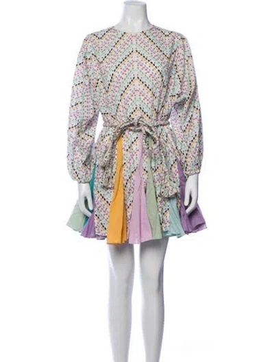 Pre-owned Rhode Printed Mini Dress In Green/white/yellow