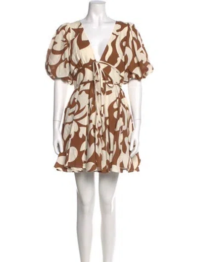 Pre-owned Rhode Printed Mini Dress In Neutral