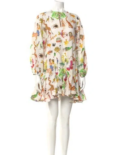 Pre-owned Rhode Printed Mini Dress In Neutral