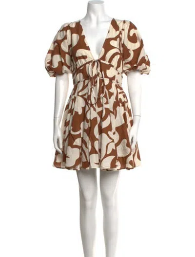 Pre-owned Rhode Printed Mini Dress In Neutrals