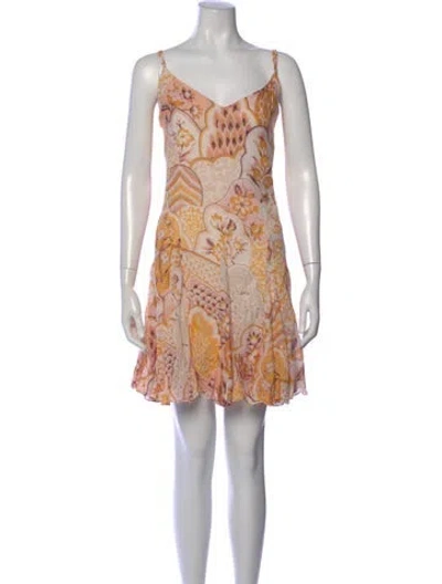 Pre-owned Rhode Printed Mini Dress In Orange