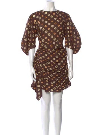 Pre-owned Rhode Printed Mini Dress W/ Tags In Brown
