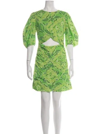 Pre-owned Rhode Printed Mini Dress W/ Tags In Green