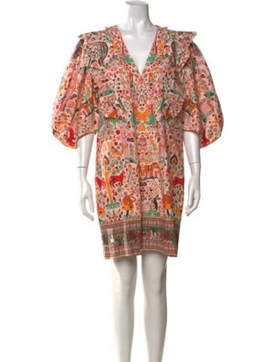 Pre-owned Rhode Printed Mini Dress W/ Tags In Orange