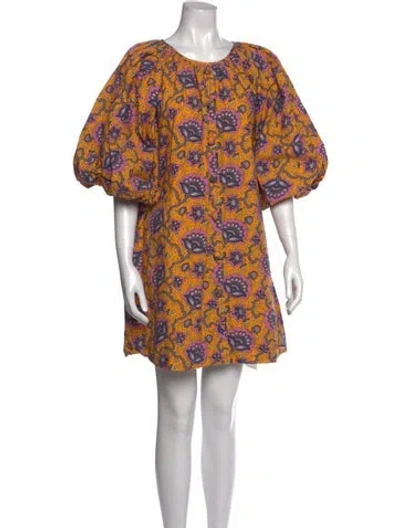 Pre-owned Rhode Printed Mini Dress In Yellow