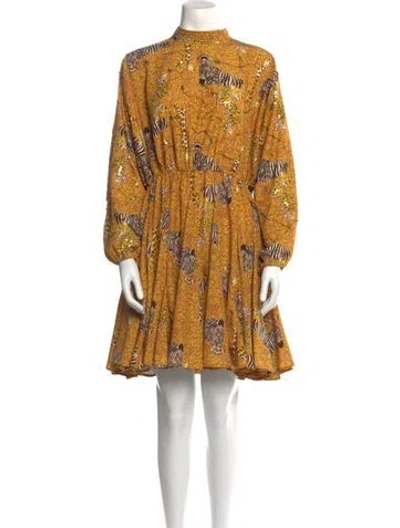 Pre-owned Rhode Printed Mini Dress In Yellow