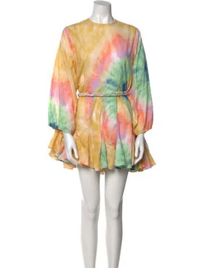 Pre-owned Rhode Printed Mini Dress In Yellow