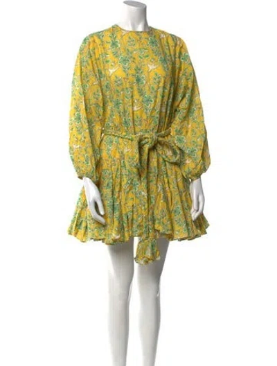 Pre-owned Rhode Printed Mini Dress In Yellow