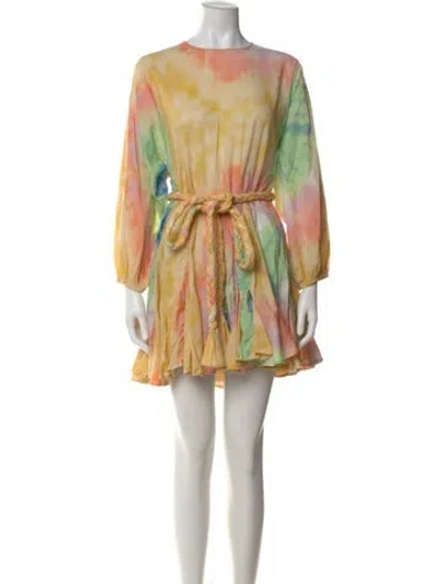 Pre-owned Rhode Printed Mini Dress In Yellow