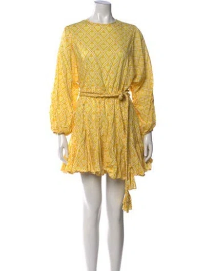 Pre-owned Rhode Printed Mini Dress In Yellow