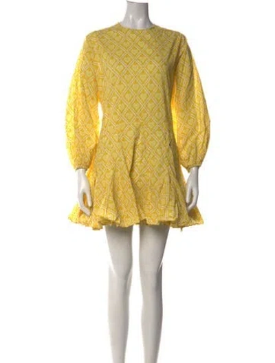 Pre-owned Rhode Printed Mini Dress In Yellow