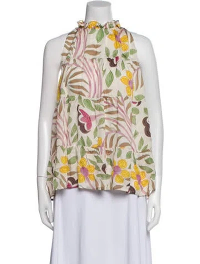 Pre-owned Rhode Printed Mock Neck Blouse In Multi