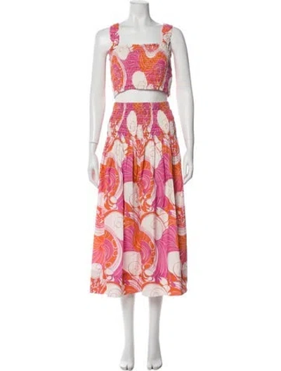 Pre-owned Rhode Printed Ruffle Embellishment Skirt Set In Pink