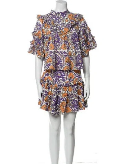 Pre-owned Rhode Printed Ruffle Embellishment Skirt Suit In Multi