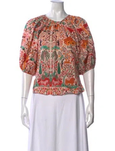 Pre-owned Rhode Printed Scoop Neck Blouse In Multicolor
