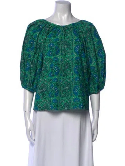 Pre-owned Rhode Printed Scoop Neck Crop Top In Green