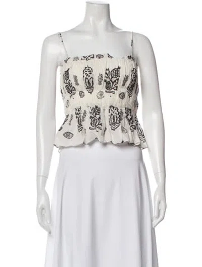 Pre-owned Rhode Printed Square Neckline Crop Top In Blue