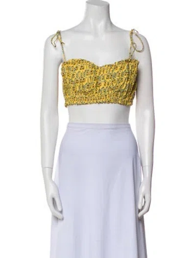 Pre-owned Rhode Printed Square Neckline Crop Top In Green