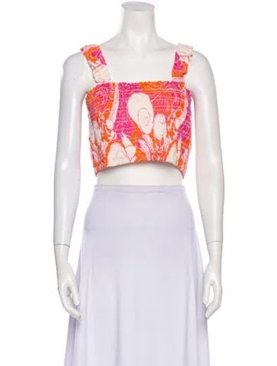 Pre-owned Rhode Printed Square Neckline Crop Top W/ Tags In Multi