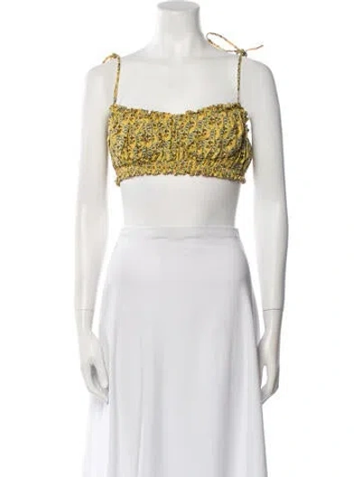 Pre-owned Rhode Printed Square Neckline Crop Top In White