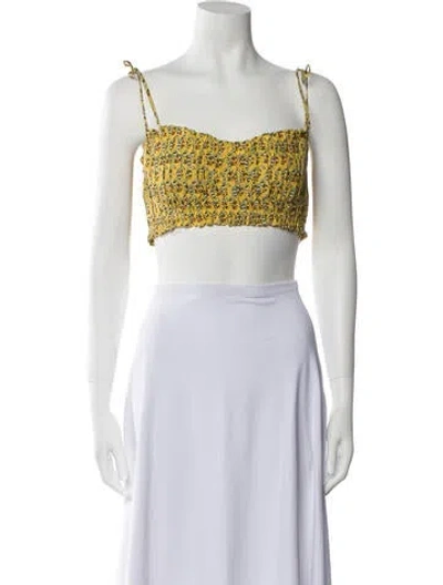 Pre-owned Rhode Printed Square Neckline Crop Top In Yellow