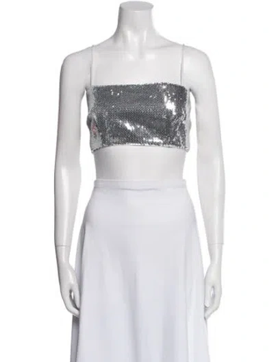 Pre-owned Rhode Printed Strapless Crop Top In Blue