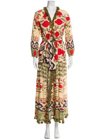 Pre-owned Rhode Printed Tassel Accents Robe In Neutral
