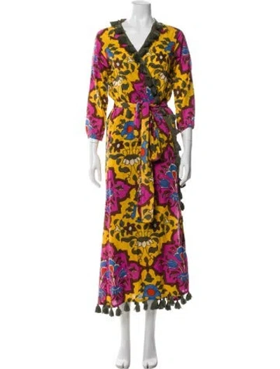 Pre-owned Rhode Printed Tassel Accents Robe In Yellow