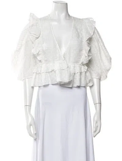 Pre-owned Rhode Printed V-neck Blouse In Metallic/white