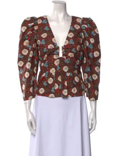 Pre-owned Rhode Printed V-neck Blouse In Orange
