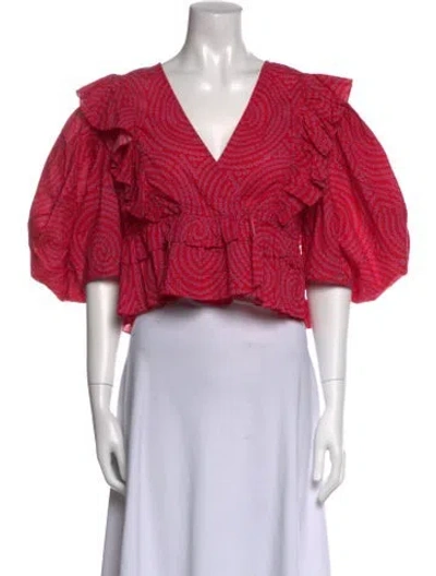 Pre-owned Rhode Printed V-neck Crop Top In Pink