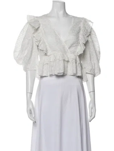 Pre-owned Rhode Printed V-neck Top In Metallic/white