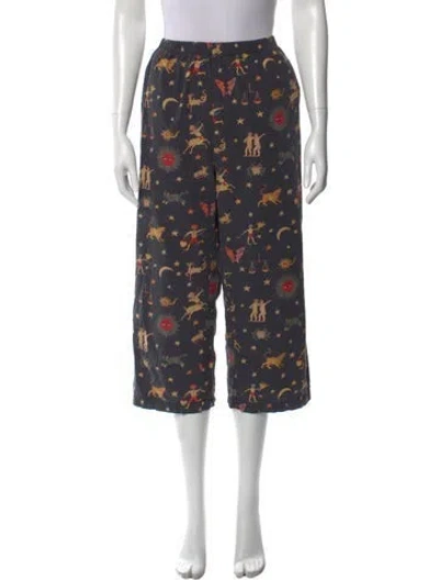 Pre-owned Rhode Printed Wide Leg Pants In Grey