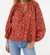 Rhode Rafael Top In Red Morlaix In Multi